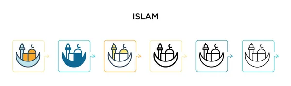 Ícone Vetor Islam Estilos Modernos Diferentes Preto Dois Ícones Islâmicos —  Vetores de Stock