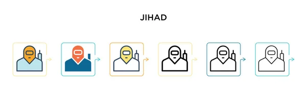 Jihad Вектор Значок Різних Сучасних Стилях Чорні Два Кольорових Джихад — стоковий вектор