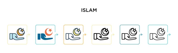 Ислам Вектор Икона Различных Современных Стилей Черный Два Цветных Иконки — стоковый вектор