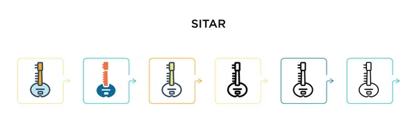 Sitar Vektorsymbol Verschiedenen Modernen Stilen Schwarze Zweifarbige Sitar Icons Die — Stockvektor