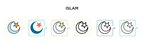 Ícone Vetor Islam Estilos Modernos Diferentes Preto Dois Ícones Islâmicos —  Vetores de Stock