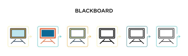 6種類のモダンなスタイルのBlackboardベクトルアイコン アウトライン ライン ストロークスタイルで設計された黒 2色の黒板のアイコン ベクターイラストは ウェブ モバイル Uiに使用できます — ストックベクタ