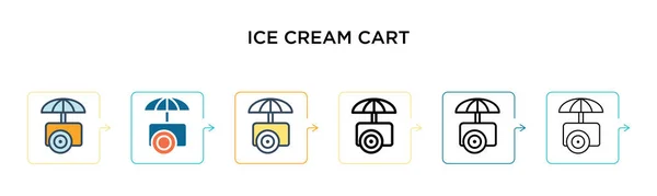 Ice Cream Cart Vector Icon Different Modern Styles Black Two — Stock Vector