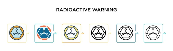 Radioaktives Warnvektorsymbol Verschiedenen Modernen Stilen Schwarze Zweifarbige Radioaktive Warnsymbole Die — Stockvektor
