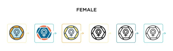 Icône Vectorielle Signe Féminin Dans Styles Modernes Différents Noir Deux — Image vectorielle