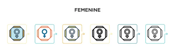 Icône Vectorielle Féminine Dans Styles Modernes Différents Noir Deux Icônes — Image vectorielle