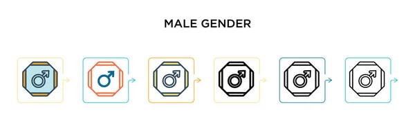 Male Gender Sign Vector Icon Different Modern Styles Black Two — Stock Vector