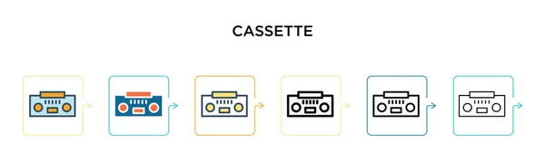 Icono Vector Cassette Estilos Modernos Diferentes Negro Dos Iconos Casete — Vector de stock