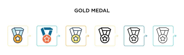 Ícone Vetor Medalha Ouro Estilos Modernos Diferentes Preto Dois Ícones — Vetor de Stock