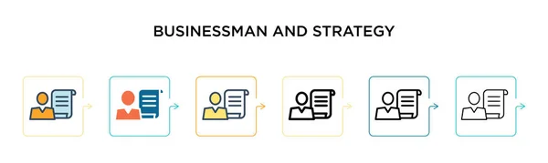 Homme Affaires Icône Vectorielle Stratégie Dans Styles Modernes Différents Noir — Image vectorielle