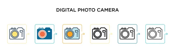 Digital Photo Camera Vector Icon Different Modern Styles Black Two — Stock Vector