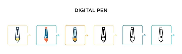 Digitales Stift Vektor Symbol Verschiedenen Modernen Stilen Schwarze Zweifarbige Digitale — Stockvektor