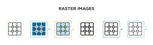 ラスター画像ベクトルアイコンは6種類のモダンなスタイルです アウトライン ライン ストロークスタイルで設計された黒 2色のラスター画像アイコン ベクターイラストは ウェブ モバイル Uiに使用できます — ストックベクタ