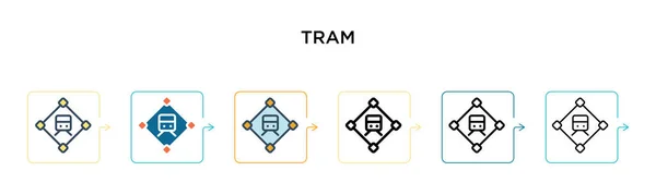 Tranvía Signo Vector Icono Estilos Modernos Diferentes Negro Dos Iconos — Vector de stock