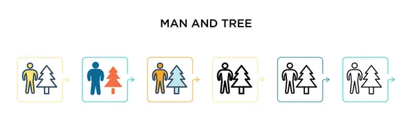 Icône Vectorielle Homme Arbre Dans Styles Modernes Différents Noir Deux — Image vectorielle