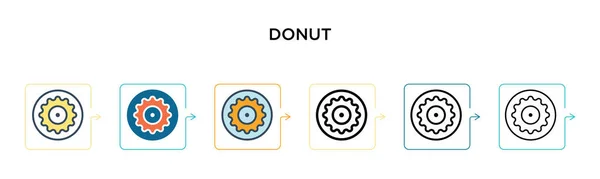Donut Icono Vector Estilos Modernos Diferentes Negro Dos Iconos Rosquilla — Vector de stock