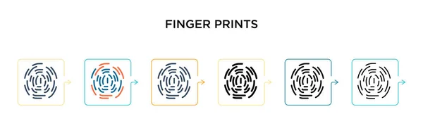 Пальцы Печатают Векторную Иконку Различных Современных Стилях Черный Два Цветных — стоковый вектор