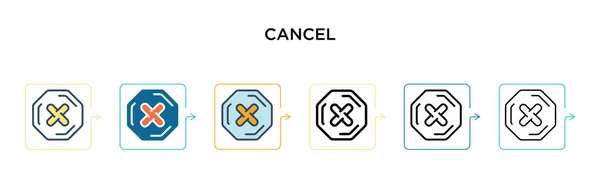 ベクトルアイコンを6種類のモダンなスタイルでキャンセルします 塗りつぶし アウトライン ストロークスタイルでデザインされた黒 2色のキャンセルアイコン ベクターイラストは ウェブ モバイル Uiに使用できます — ストックベクタ