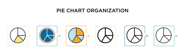 Pie Chart Organización Vector Icono Estilos Modernos Diferentes Negro Dos — Vector de stock