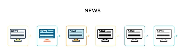6つの異なる近代的なスタイルでニュースのロゴベクトルアイコン アウトライン ライン ストロークスタイルで設計された黒 2色のニュースロゴアイコン ベクターイラストは ウェブ モバイル Uiに使用できます — ストックベクタ