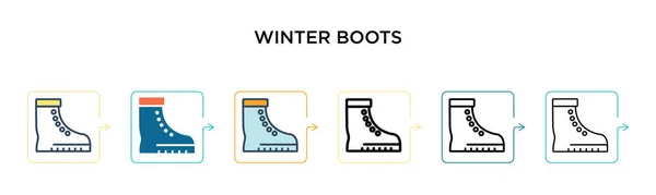 Inverno Botas Vetor Ícone Estilos Modernos Diferentes Preto Duas Botas — Vetor de Stock