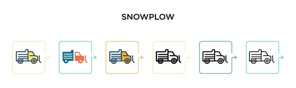 Snowplow Vetor Ícone Diferentes Estilos Modernos Preto Dois Ícones Coloridos — Vetor de Stock
