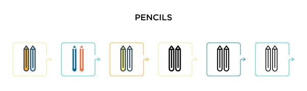 Bleistifte Vektor Symbol Verschiedenen Modernen Stilen Schwarze Zweifarbige Bleistift Symbole — Stockvektor