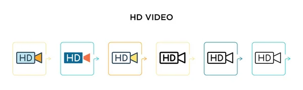 Видео Вектор Значок Различных Современных Стилей Черные Двухцветные Видеоролики Выполненные — стоковый вектор