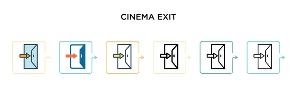 Ícone Vetorial Saída Cinema Estilos Modernos Diferentes Preto Dois Ícones — Vetor de Stock