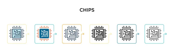 Chips Icono Vector Estilos Modernos Diferentes Negro Dos Iconos Chips — Vector de stock