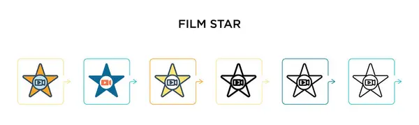 Icono Vector Estrella Cine Estilos Modernos Diferentes Negro Dos Iconos — Vector de stock