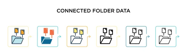 Icono Vector Datos Carpeta Conectada Estilos Modernos Diferentes Negro Dos — Archivo Imágenes Vectoriales