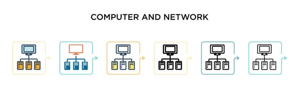 Icono Vectorial Computadora Red Estilos Modernos Diferentes Negro Dos Iconos — Vector de stock