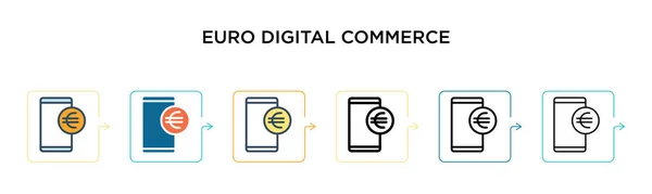 Euro Signo Comercio Digital Pantalla Tableta Icono Vector Estilos Modernos — Vector de stock