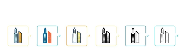 Skyline Vektorsymbol Verschiedenen Modernen Stilen Schwarze Zweifarbige Skyline Icons Die — Stockvektor