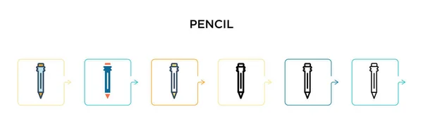 Bleistift Vektor Symbol Verschiedenen Modernen Stilen Schwarze Zweifarbige Bleistift Icons — Stockvektor