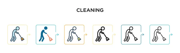 Cleaning Vector Icon Different Modern Styles Black Two Colored Cleaning — Stock Vector