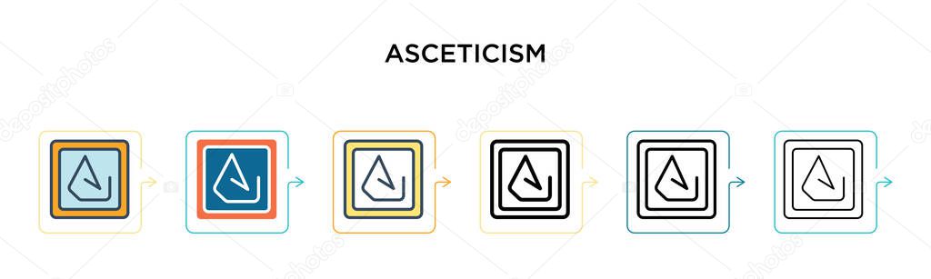 Asceticism vector icon in 6 different modern styles. Black, two colored asceticism icons designed in filled, outline, line and stroke style. Vector illustration can be used for web, mobile, ui