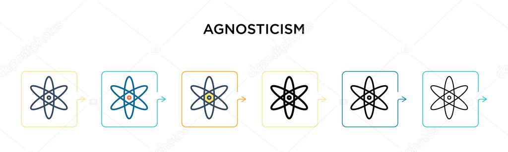 Agnosticism vector icon in 6 different modern styles. Black, two colored agnosticism icons designed in filled, outline, line and stroke style. Vector illustration can be used for web, mobile, ui