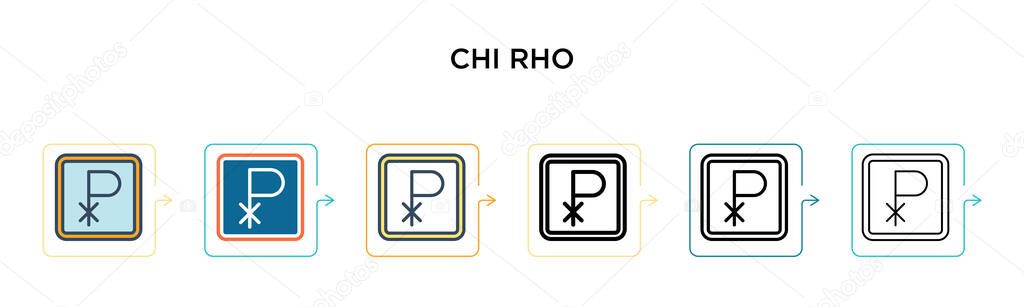 Chi rho vector icon in 6 different modern styles. Black, two colored chi rho icons designed in filled, outline, line and stroke style. Vector illustration can be used for web, mobile, ui