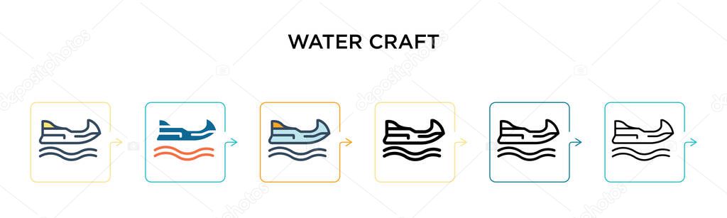 Water craft vector icon in 6 different modern styles. Black, two colored water craft icons designed in filled, outline, line and stroke style. Vector illustration can be used for web, mobile, ui