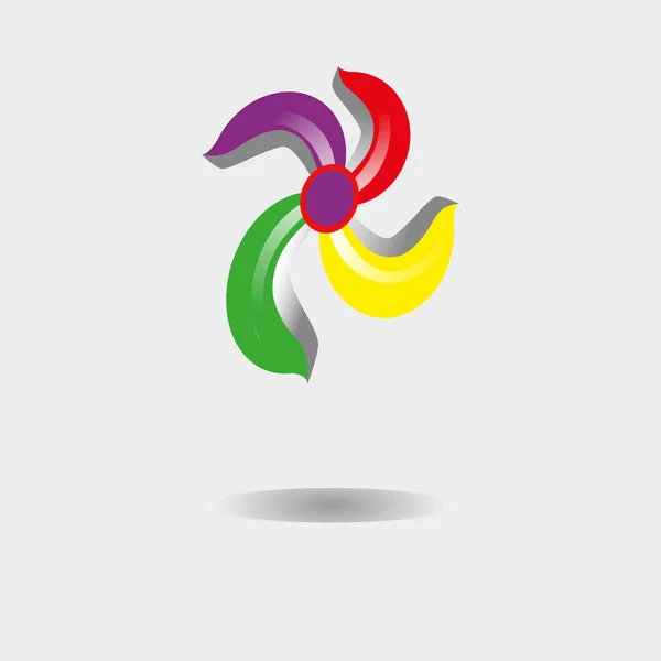Logotipo Curvo Desenho Logotipo Forma Uma Flor Quatro Pétalas Roxo — Vetor de Stock
