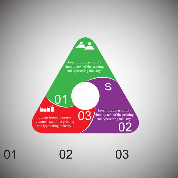  metin ile infographics/farklı metin ile üçgen infographics resimde görülmektedir. Infographics simgeler, bir site, bir sunu, iş projesi için numaraları ile.