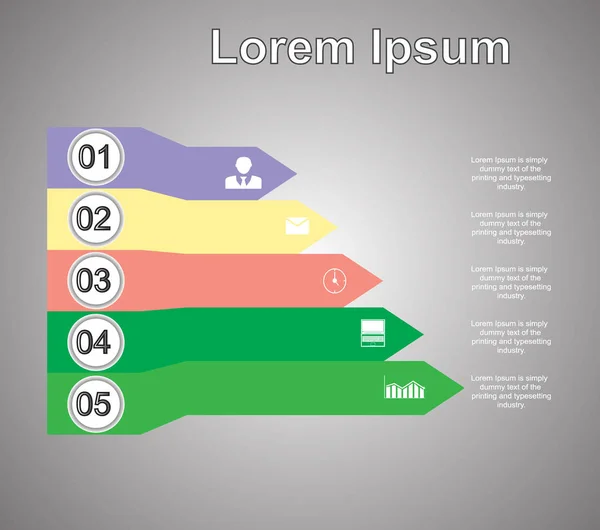 Infographic/şekil infographics beş pozisyonlar için ok şeklinde. İş sunumları, site, gösteriler, dergi için Infographics.