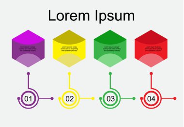 Infographic metinle/4-pozisyon altıgen yanarak bahislerin doğru parlak renklerde bir Infographic rakamdır. Infographic numaraları ile. Infographics metinle sitesi, sunu, iş için için.