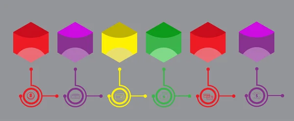 Infographie Avec Icônes Figure Est Une Infographie Six Positions Hexagones — Image vectorielle