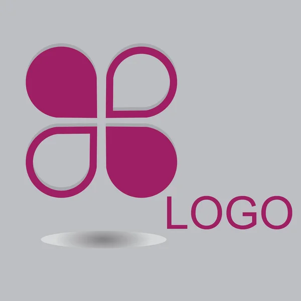 Logo Figura Logotipo Forma Flor Simétrica Color Burdeos Logotipo Para — Archivo Imágenes Vectoriales