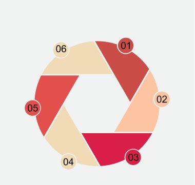  infographics kırmızı/resim infographics metinde altı pozisyonlar için kırmızı daire mevcuttur. İş, tanıtım, site, proje için Infographics.