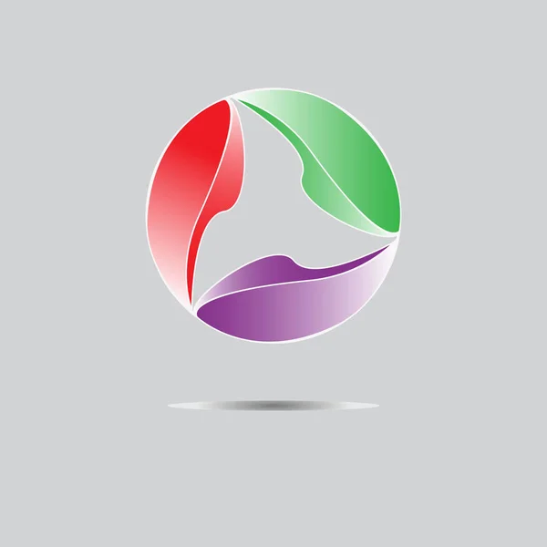 Logotipo Figura Tiene Forma Círculo Hojas Brillantes Colores Violeta Negro — Vector de stock