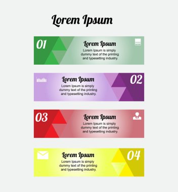 Farklı renklerde dört konumlardan resim Infographic. Dört öğeleriyle simgeler, iş için Infographics proje.